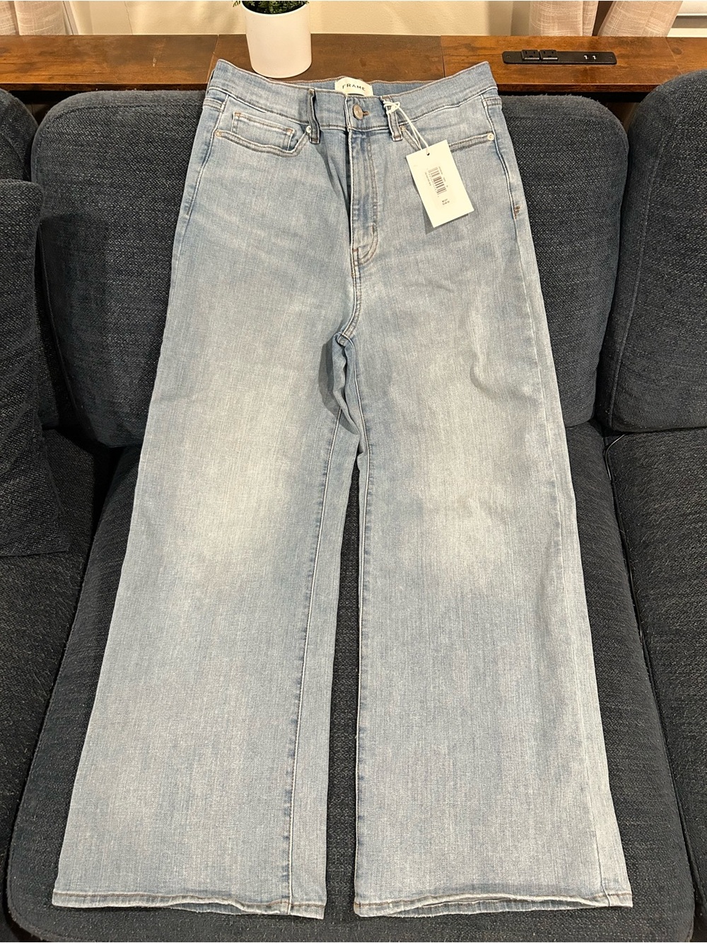 Frame Denim Light Blue Wide-Leg High-Rise Jeans
